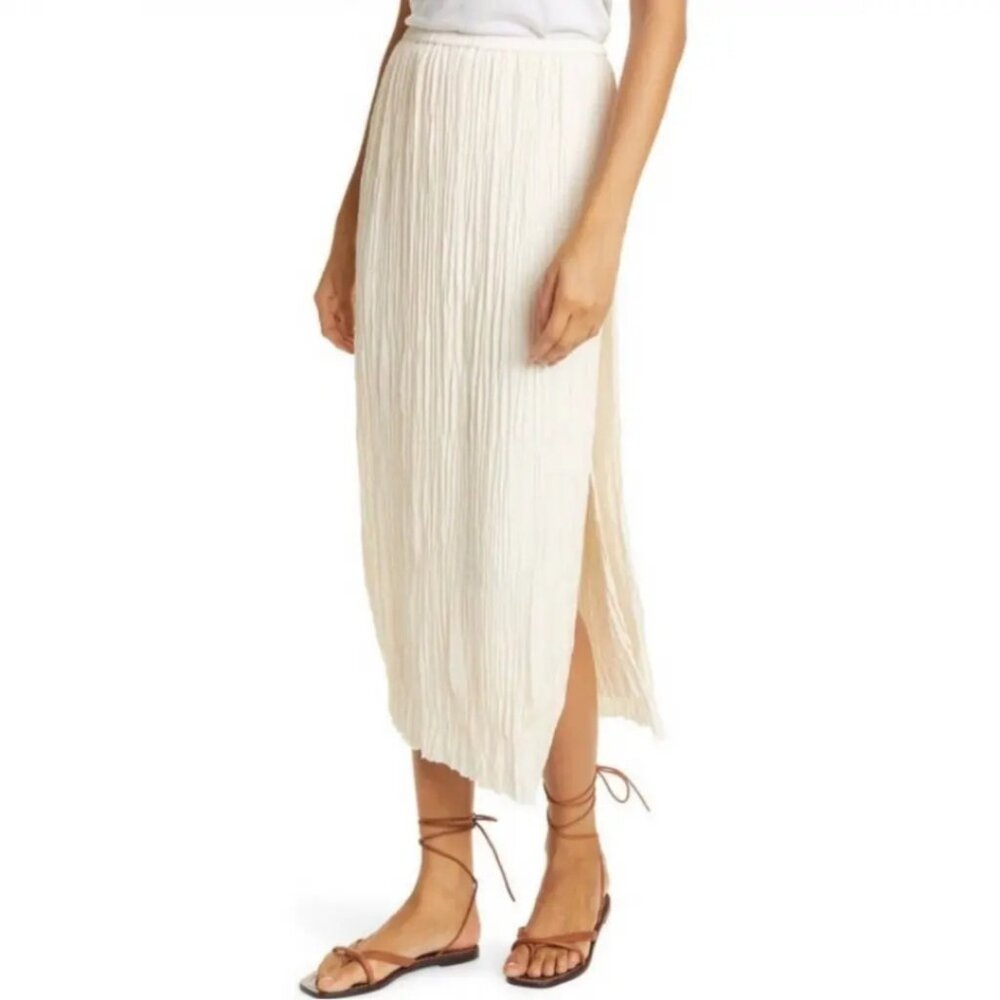 Vince. Women's Cream Pleated Paneled Skirt in XL